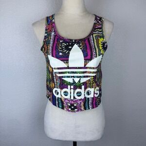 Adidas Originals Crochita Cropped Tank Top Womens Crochet Print‎ Trefoil Logo XS